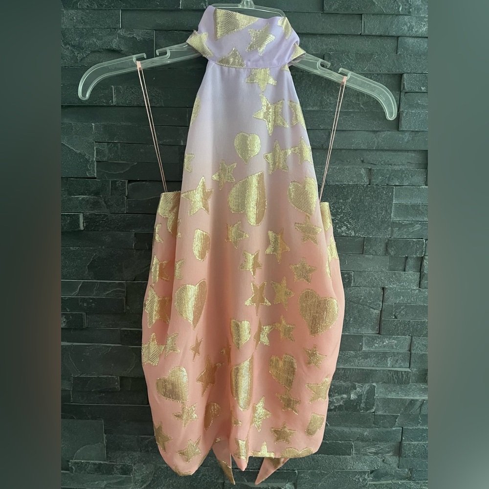 LoveShackFancy Boca Handkerchief Halter Top in color Sunset Orange Ombré sz M - Picture 14 of 16